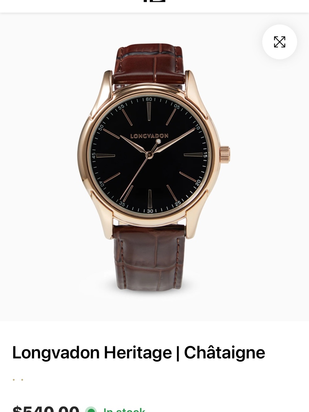Heritage Men's Rose Gold Case Watch with Black Dial and Brown Leather Strap
